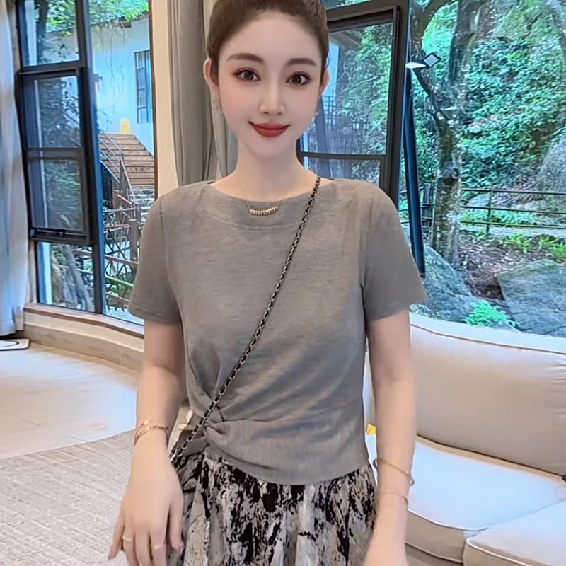 新中式气质国风小众套装女夏季短袖衬新中式国风短袖阔腿裤两件套