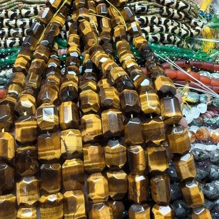 合金玛瑙/玉髓珠宝半成品一条15x20m黄虎桶珠