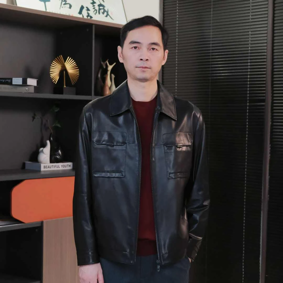 2025超薄系列经典简约小山羊皮休闲夹克春装