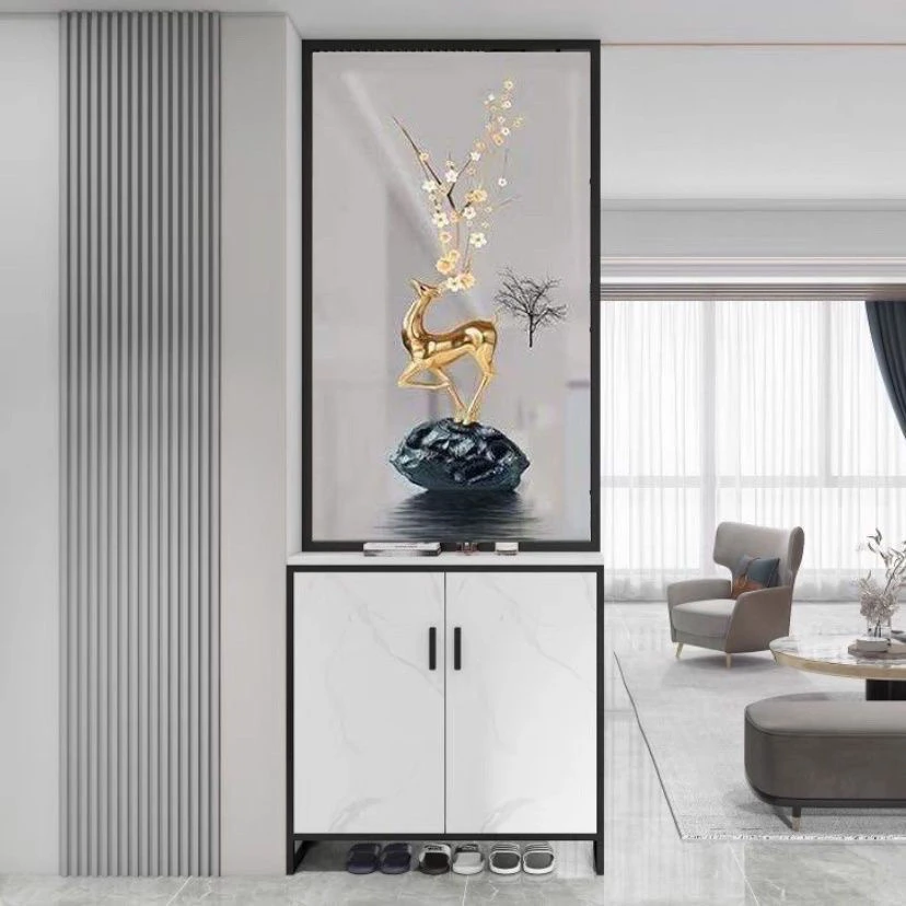 简约艺术可移动一体柜适合小户型入户玻璃隔断屏风