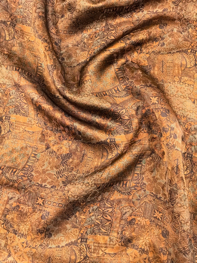 【敦煌重段专拍链接】真丝香云纱真丝提花花螺薯莨绸布料