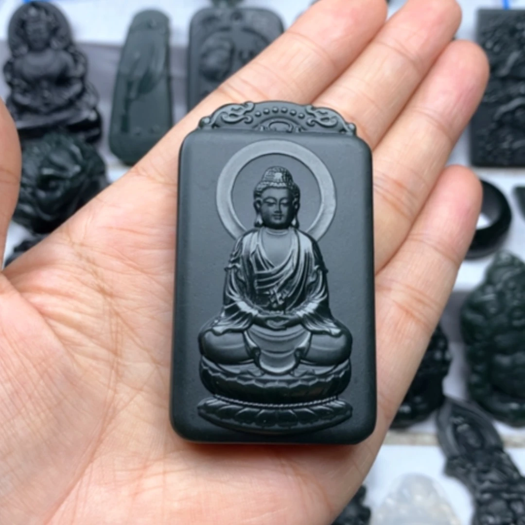 【闪购商品】颈饰未镶嵌和田玉（青玉）双面雕刻