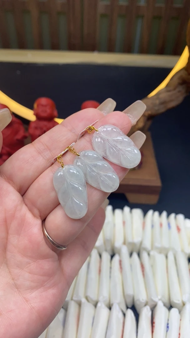 天然a货翡翠18k叶子618多样性发一