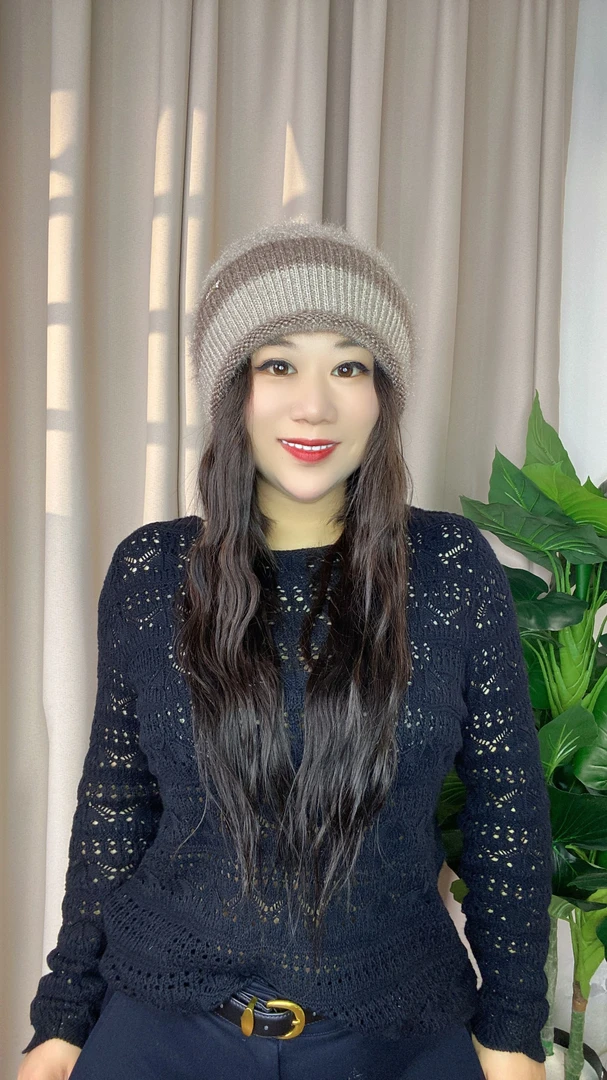 （反季福利）冬季休闲松鼠绒配色双层针织帽中年女帽02蓓蕾