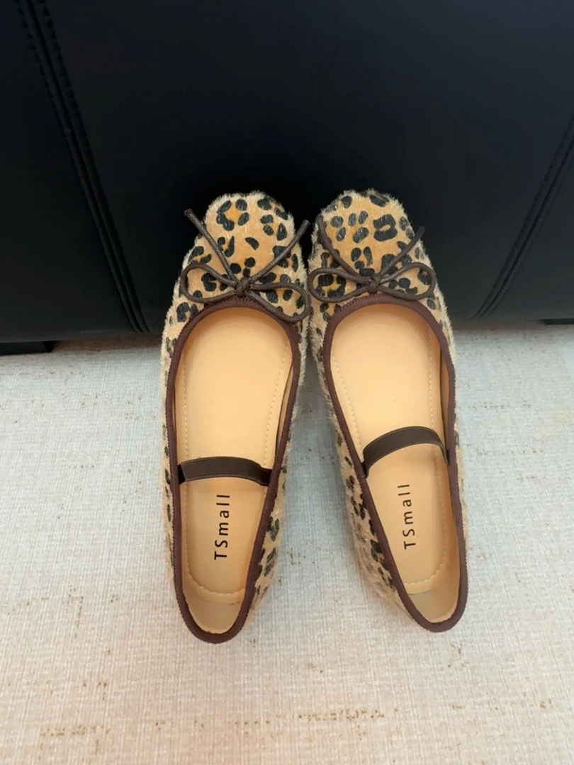 TSmall/NO退NO换/野性豹纹/私模定制/百搭隐形增高浅口秀气单鞋