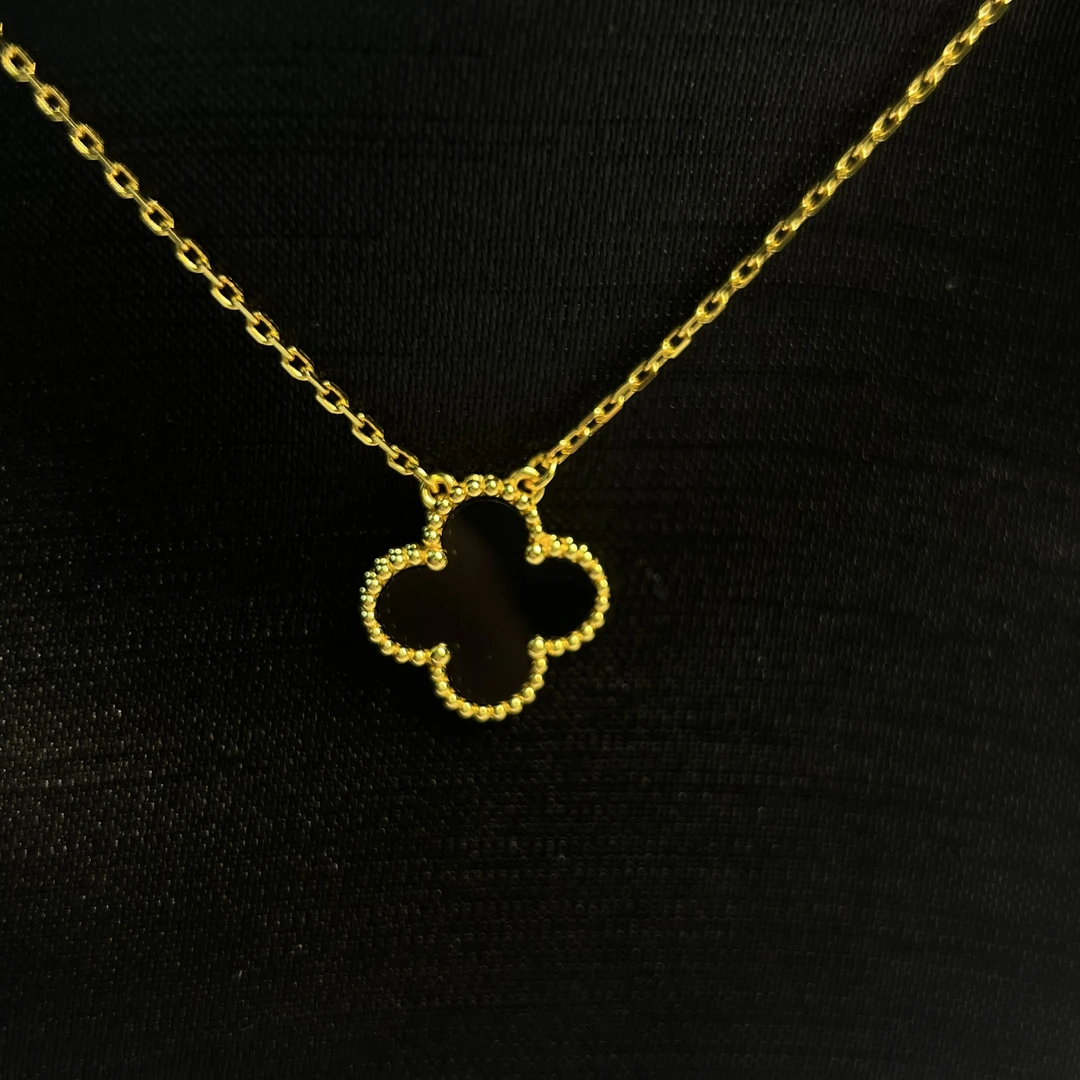 坠链均足银 足银单花套链 黑色套链