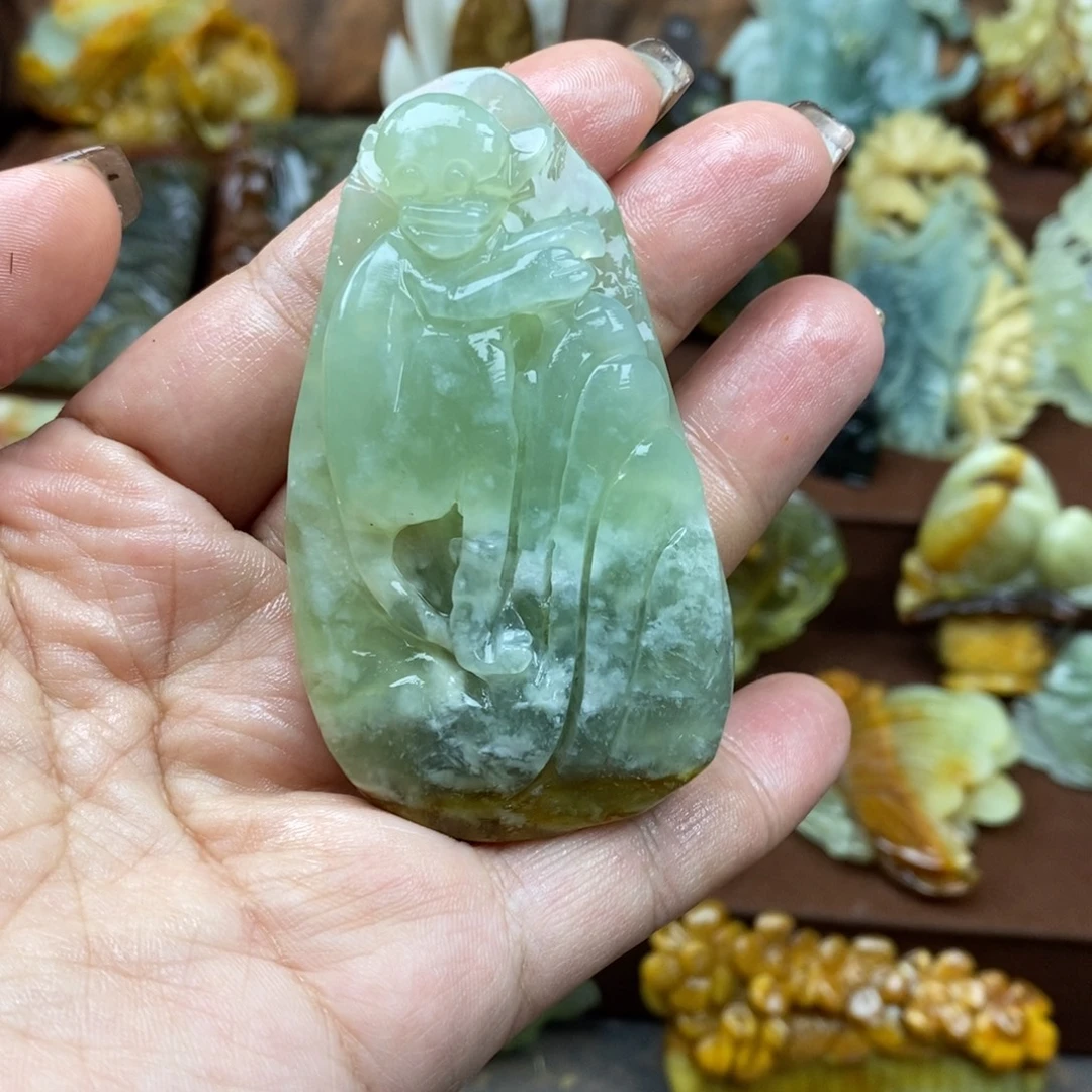 蛇纹石玉未镶嵌吊坠(赠链)