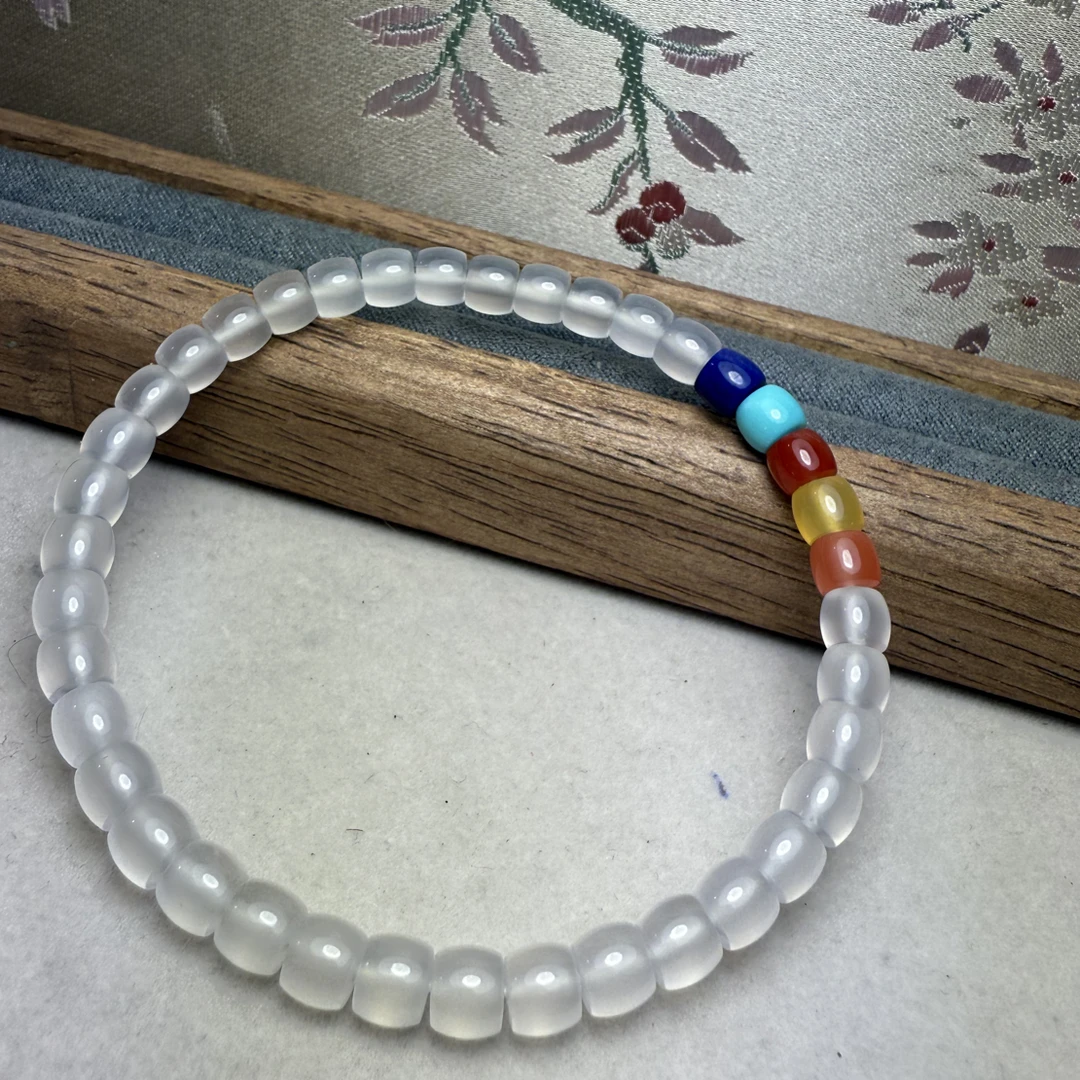 天然原矿南红荔枝冻手串5.5×4.5 彩虹七夕珠宝