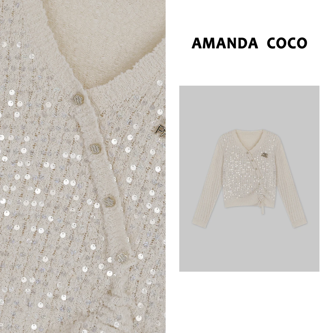 静静丨2025春夏高定亮片抽绳设计毛衣