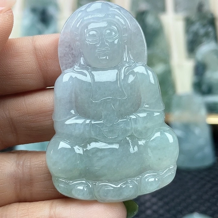 颈饰未镶嵌翡翠天然缅甸翡翠A货正装观音