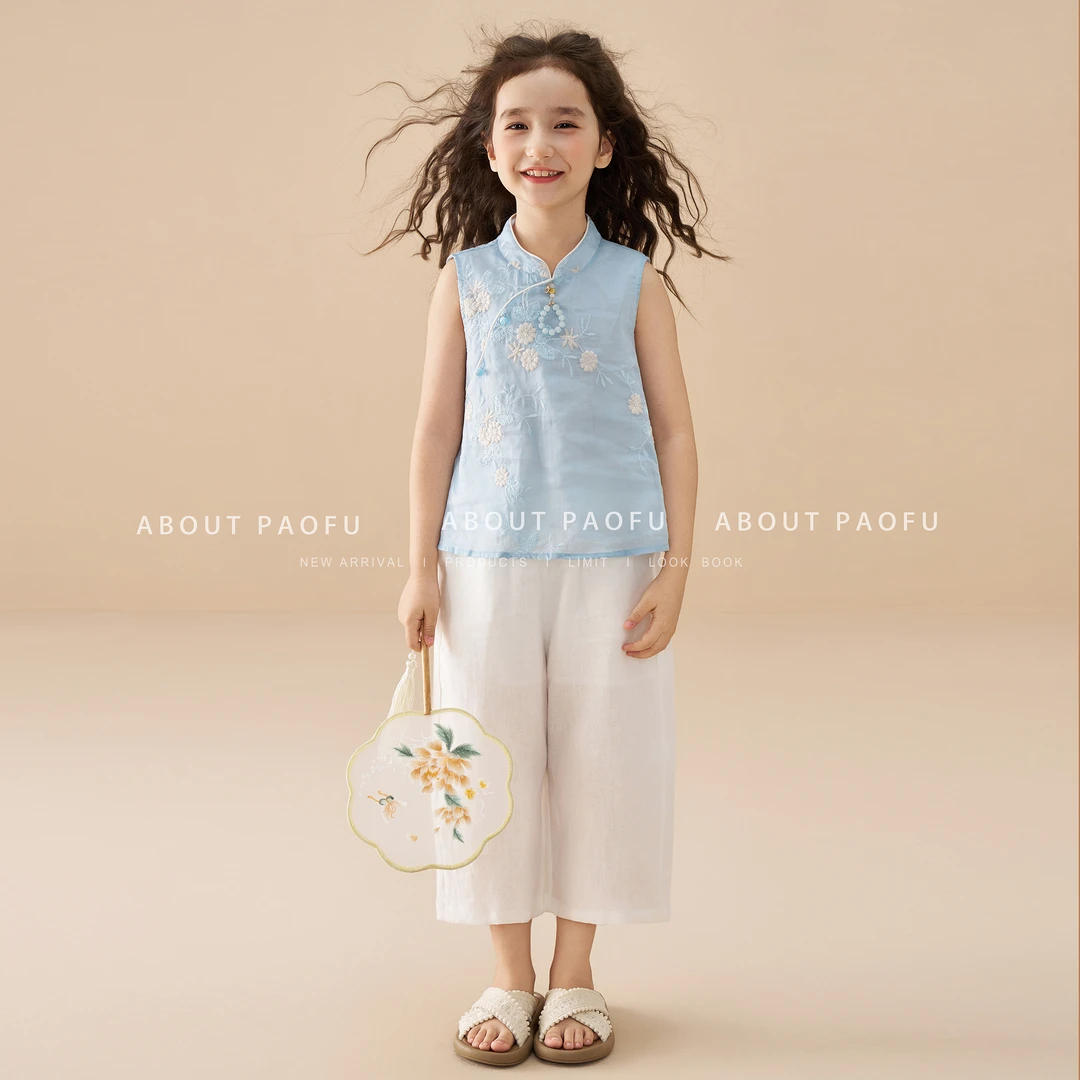 【云逸】泡芙定制 新款100苎麻 100支新中式九分裤套装  DY1250524