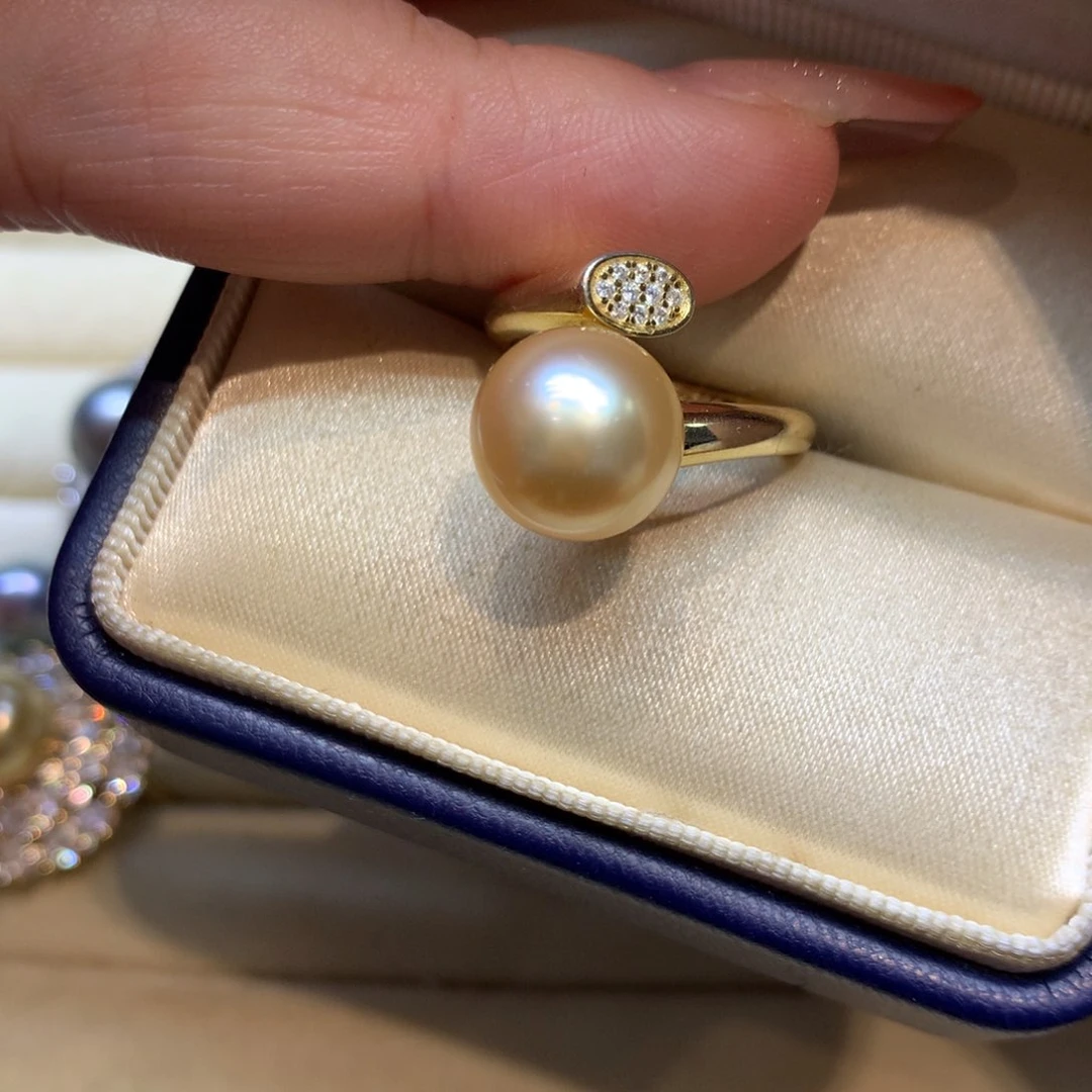 银S925镶嵌戒指海水珍珠