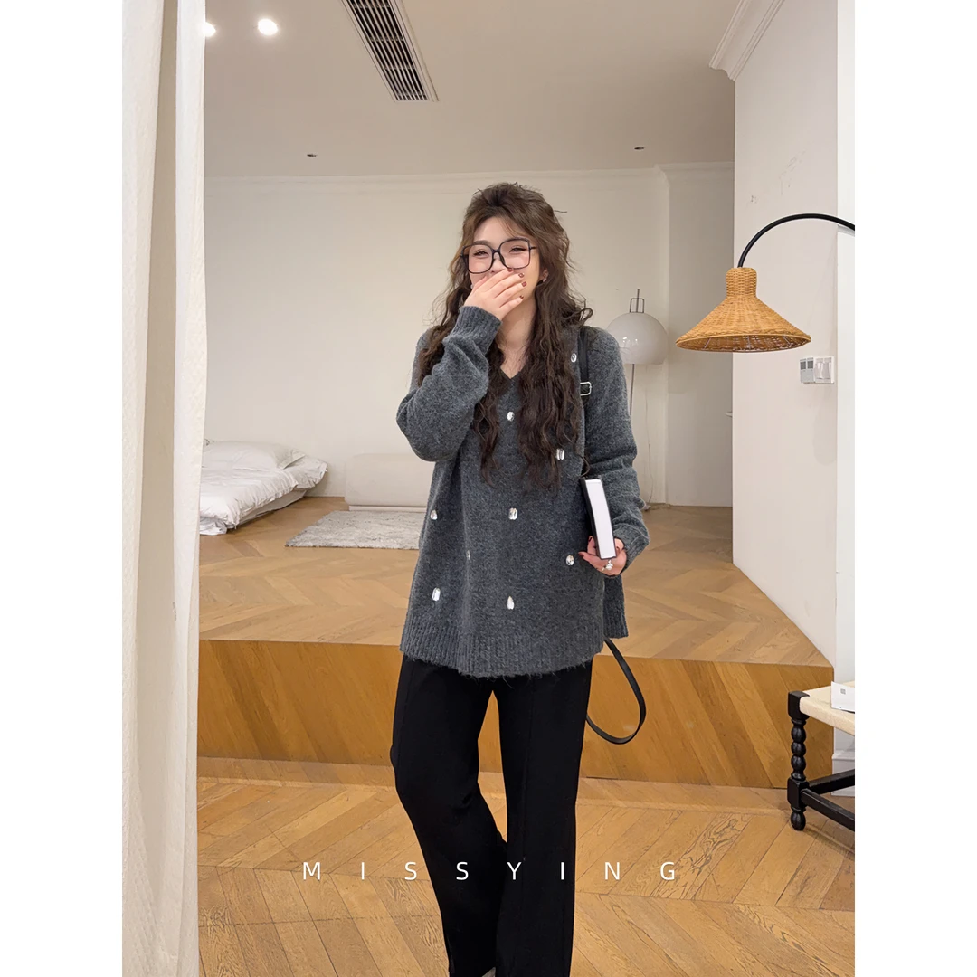 应小姐【星星圆梦曲】微胖大码显瘦休闲风时尚宽松保暖长袖毛衣针织