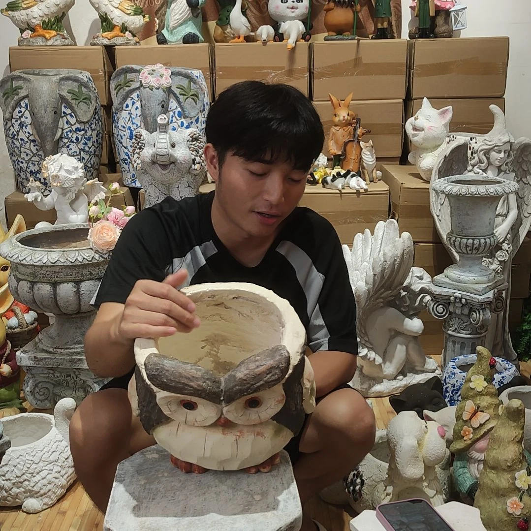 合成树脂猫头鹰花盆