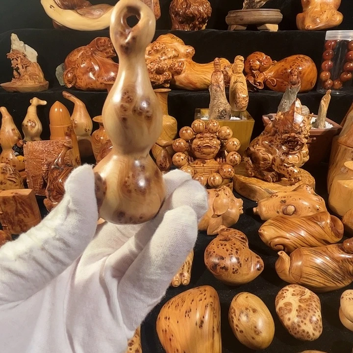 柏木（崖柏）网*崖柏 手工雕刻 小葫芦