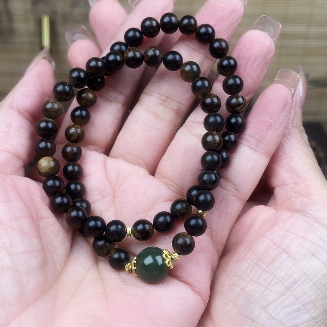 手串沉香越南芽庄白奇玉化留疤0.6