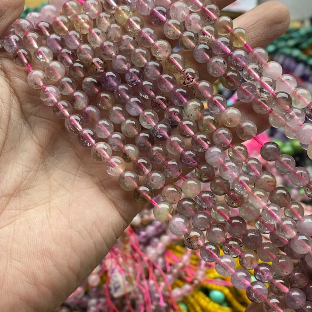 玛瑙/玉髓未镶嵌珠宝半成品一条天然6.5mm超七水晶