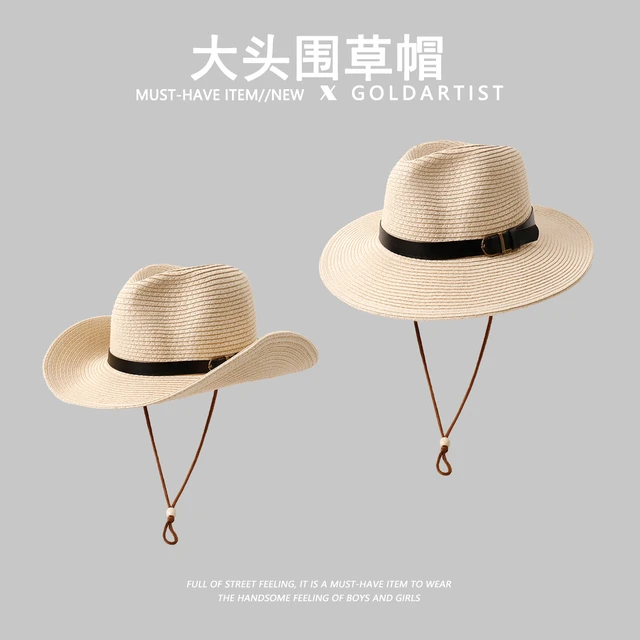 GOLDARTIST大头围草帽巴拿马新款男士西部牛仔度假遮阳防晒女帽子