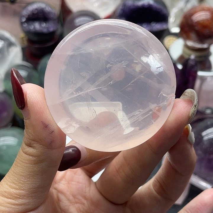 珠宝半成品水晶未镶嵌32粉水晶盘