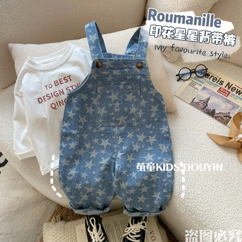 【麦麦妈】C175春秋小童星星连体裤背带裤春季新品男女宝宝休闲