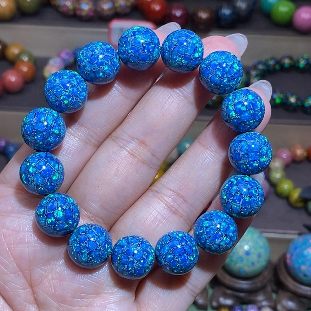 大漆珠1.2蓝色爆闪手串