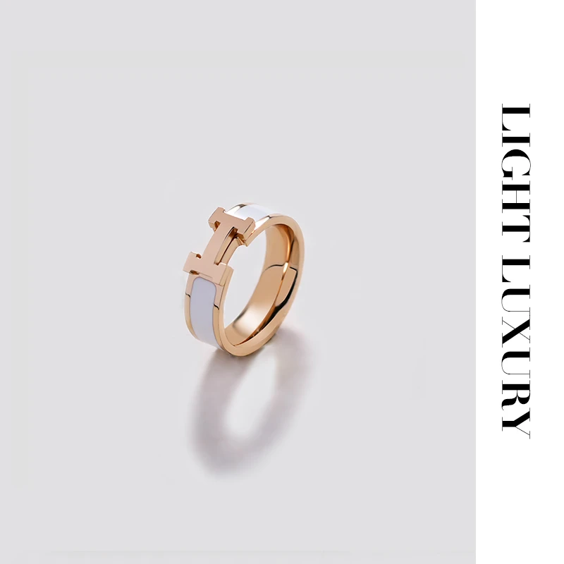 合金珐琅戒指 171 CNC工艺字白色紫母戒指  女