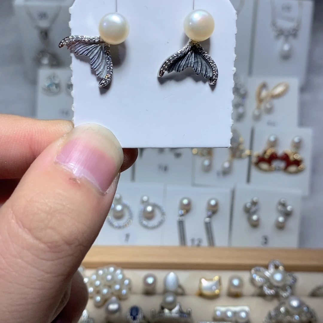 耳饰淡水珍珠银S925镶嵌