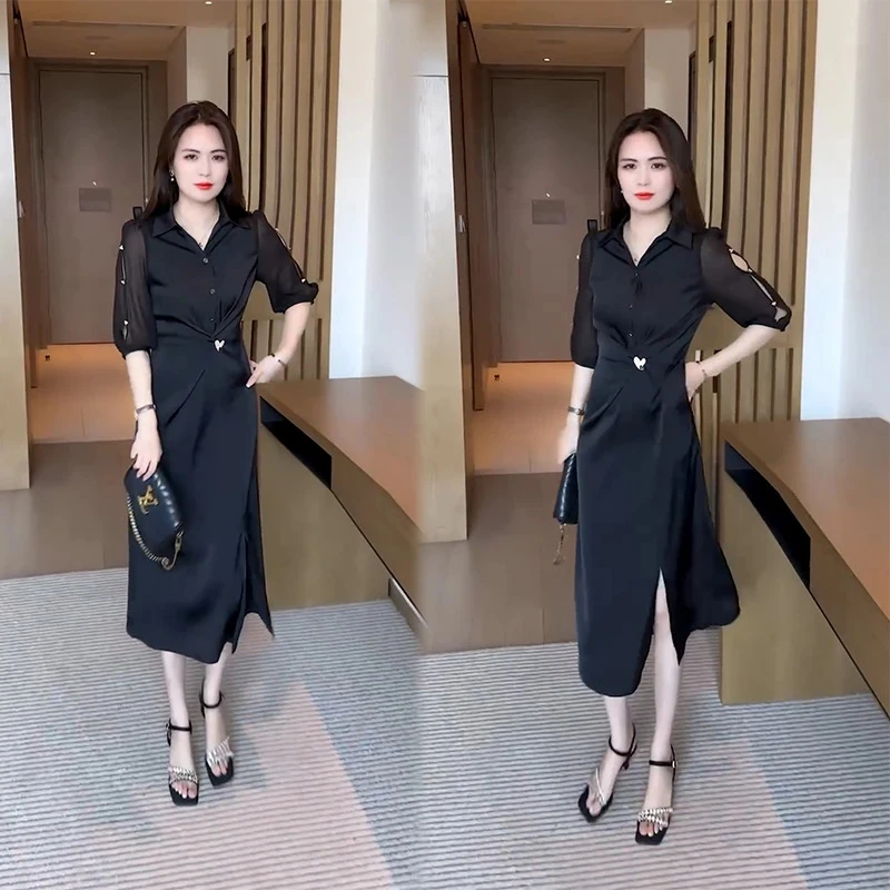 春夏连衣裙2025年新款穿搭收腰显瘦气质高贵轻奢高端上档次A字裙