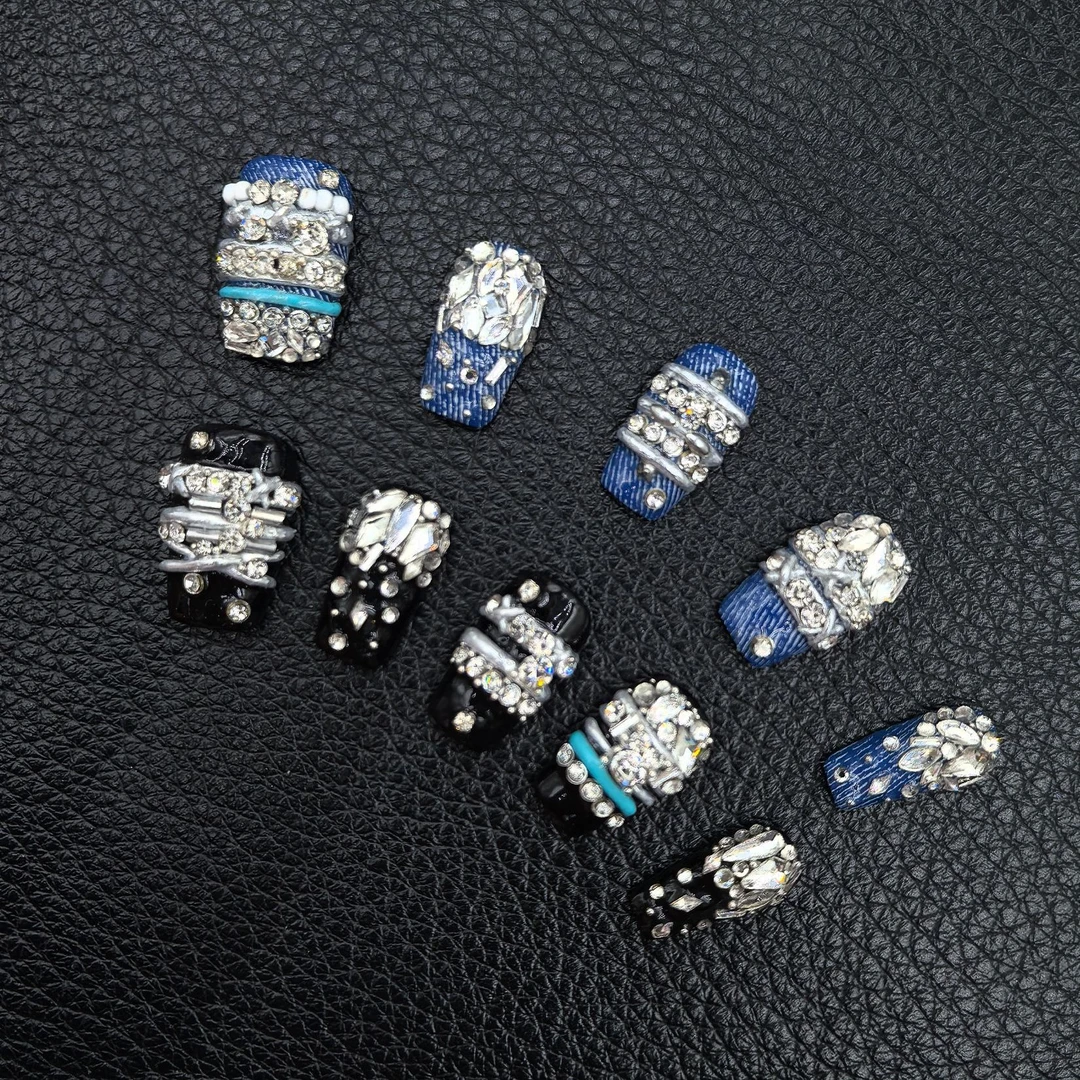 安夏 潼叙 二代 全手工穿戴甲贴片重工独特鸳鸯款