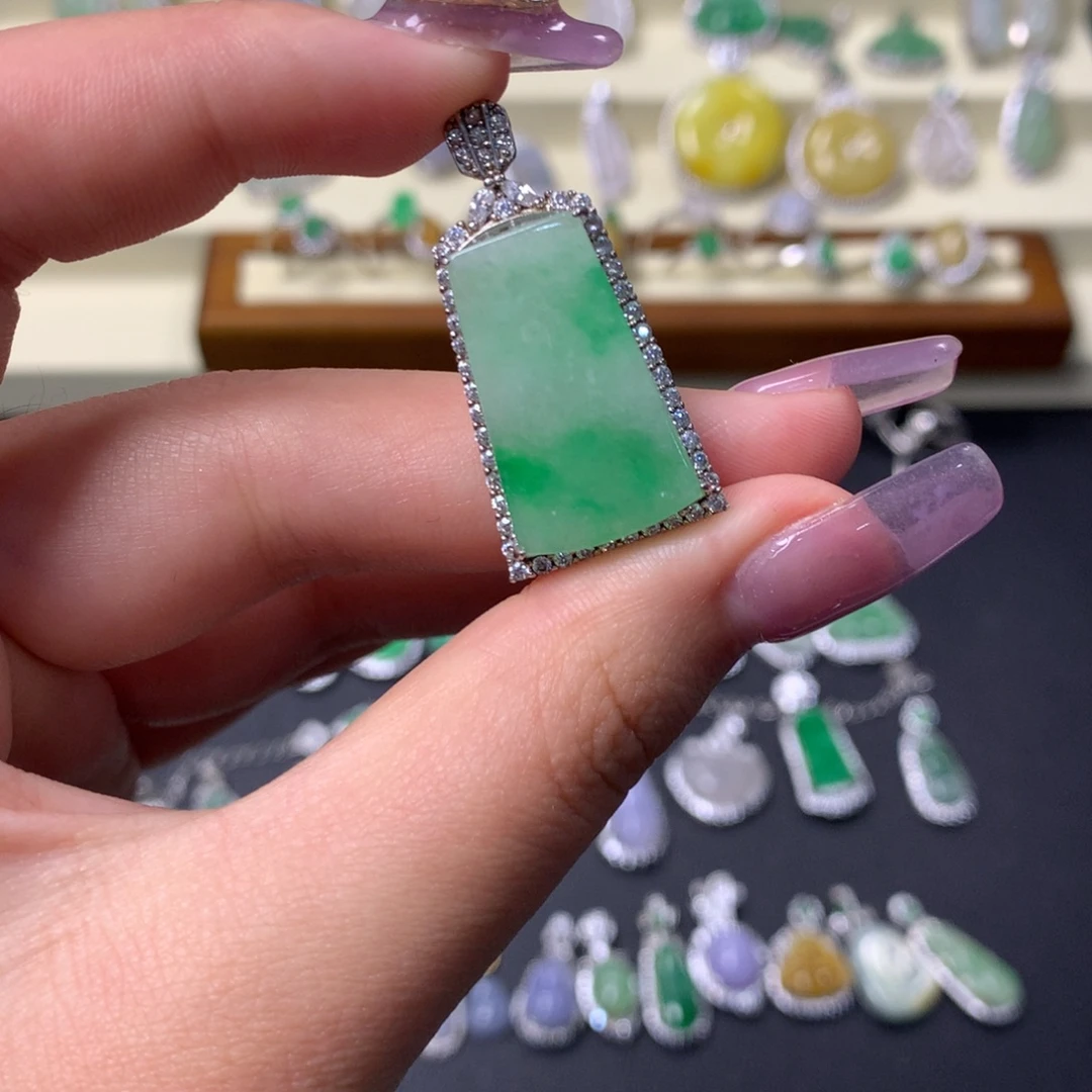 翡翠银S925镶嵌挂件