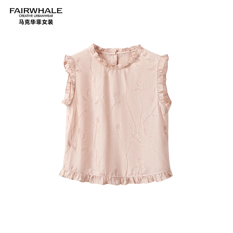 马克华菲【偶然】夏季修身气质设计感女装短袖无袖上衣F52003A578