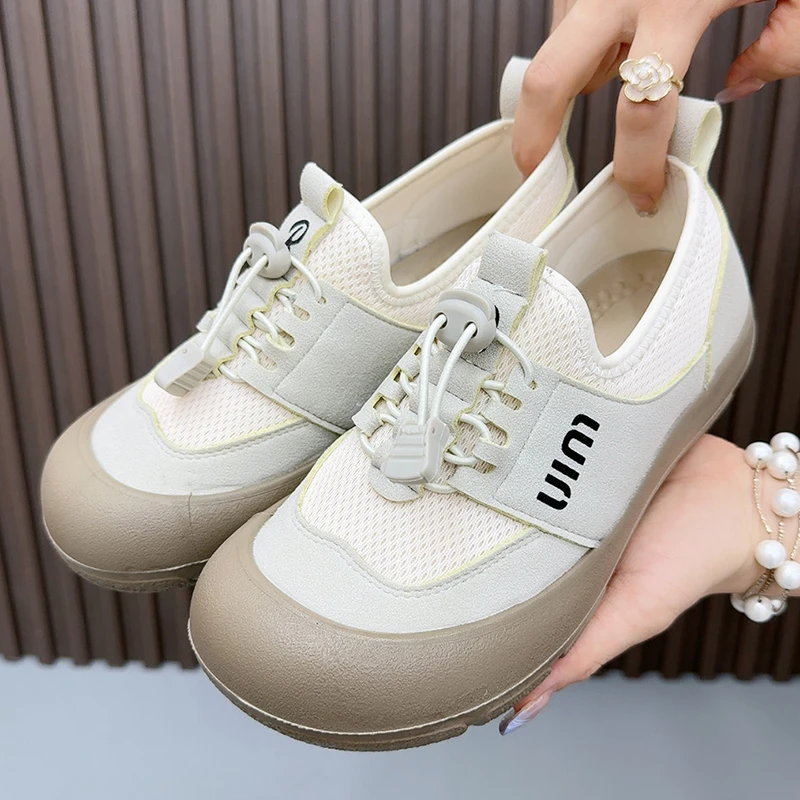 2025新款小白鞋女轻便透气单鞋厚底舒适网面鞋时尚百搭运动休闲鞋
