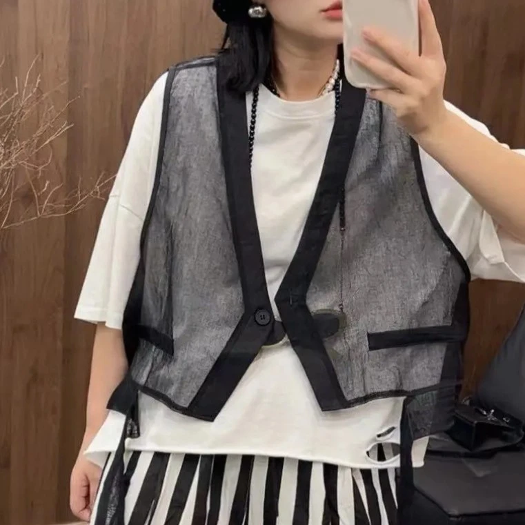 3662#新款韩版时尚不规则马甲显瘦设计感休闲百搭开衫个性马甲