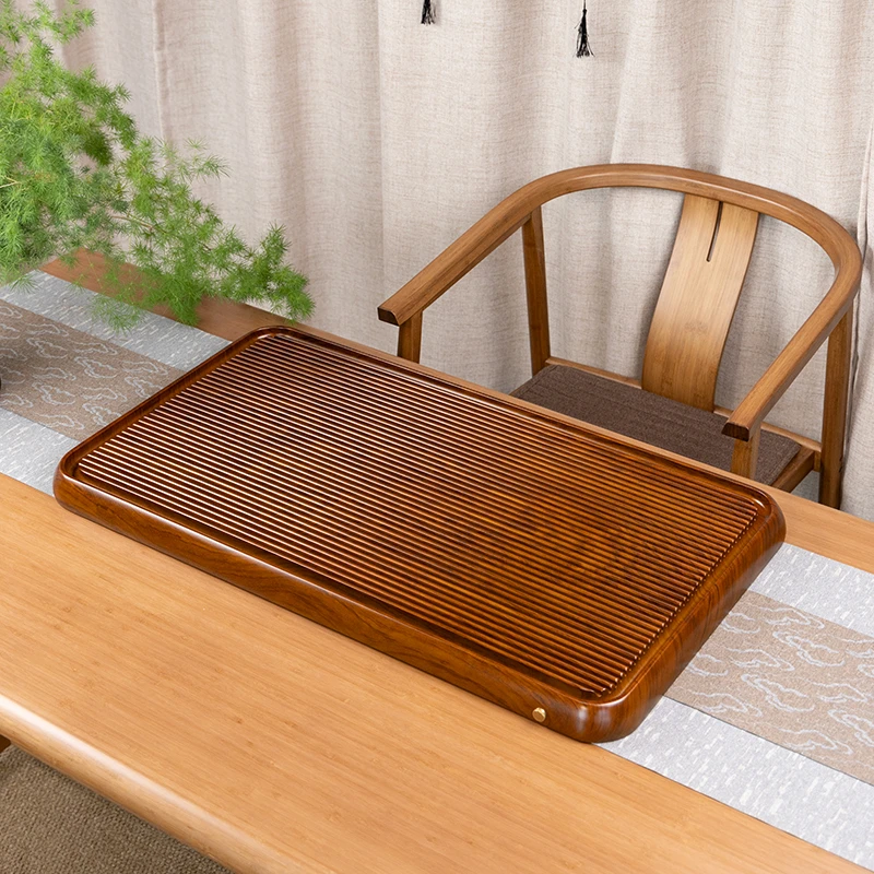 满意80*45*4cm【黄棕色】25款实木茶盘家用客厅办公室简约功夫茶具