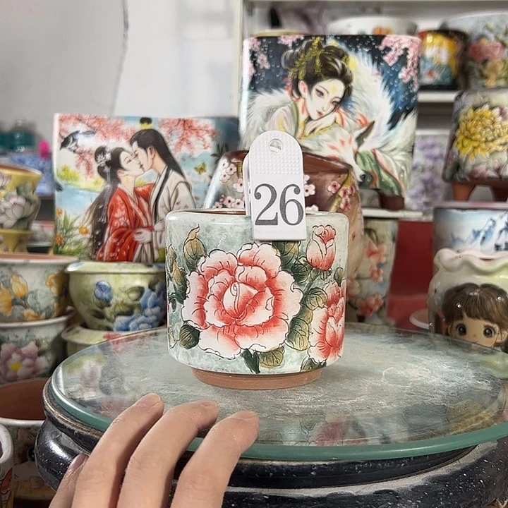 满38包邮 景德镇幸运花盆