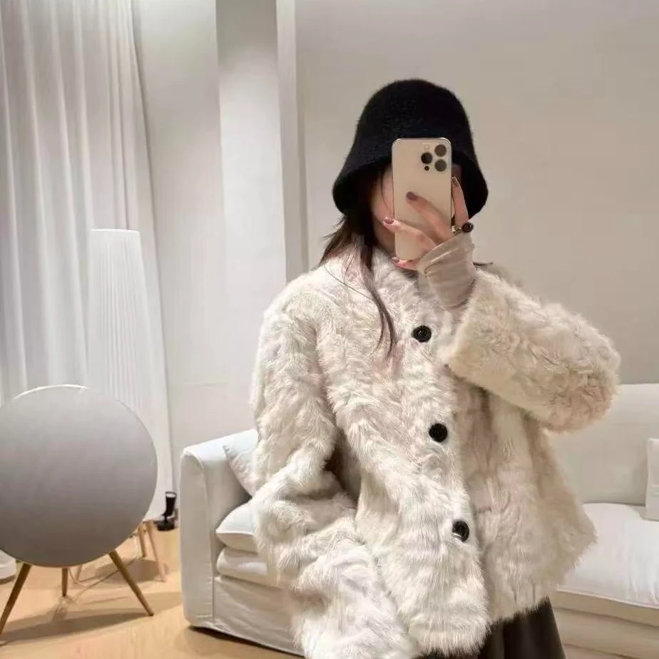 25年新品气质韩版环保皮毛一体毛毛外套