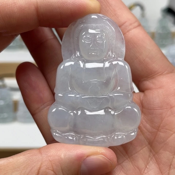 翡翠未镶嵌颈饰天然缅甸翡翠A货观音81号