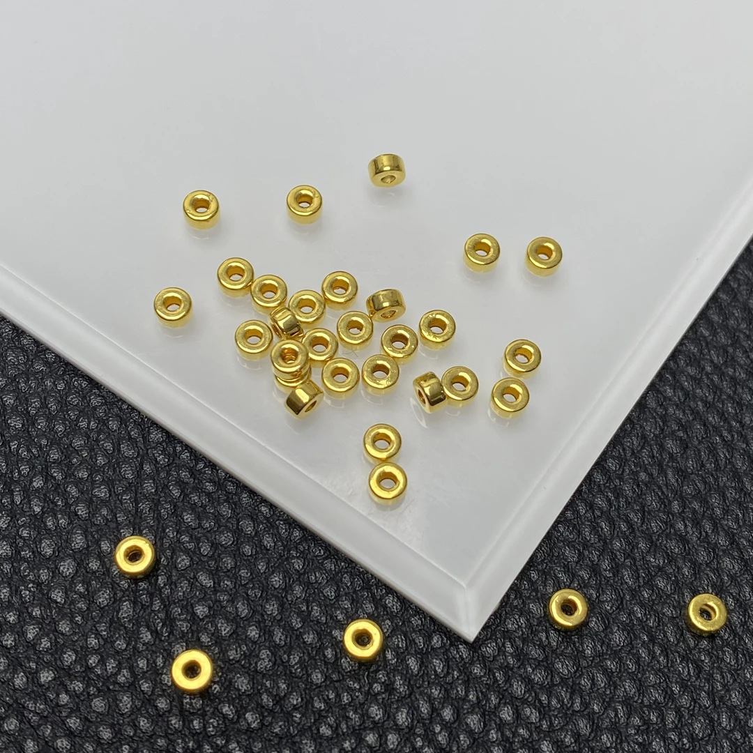 「戴琴珠宝」YZ3537-6粒3mm左右足金亮面直切珠配件-CY多样性发其一