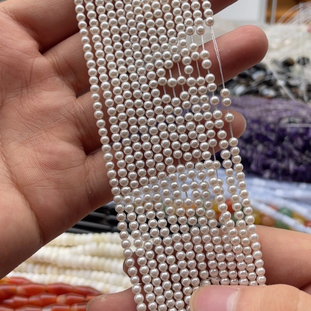 玛瑙/玉髓合金珠宝半成品一条装卡3+mm贝珠圆珠