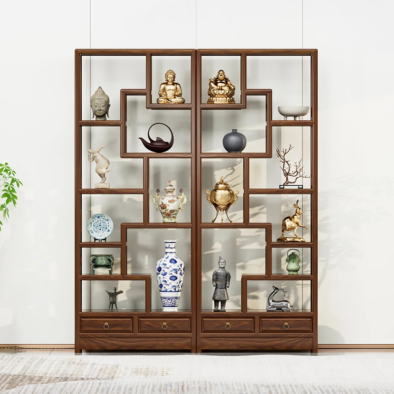 新中式实木小博古架置物架柜子茶室收纳展示柜客厅隔断多宝阁