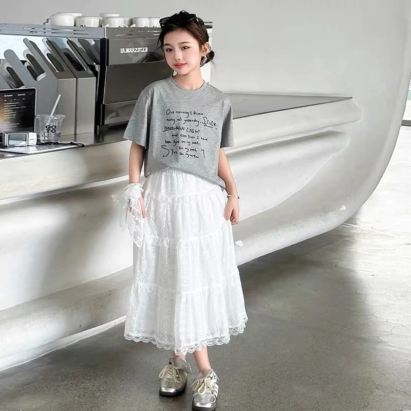 K605 透气印花针织五分袖家居服灰色短袖T恤运动圆领常规