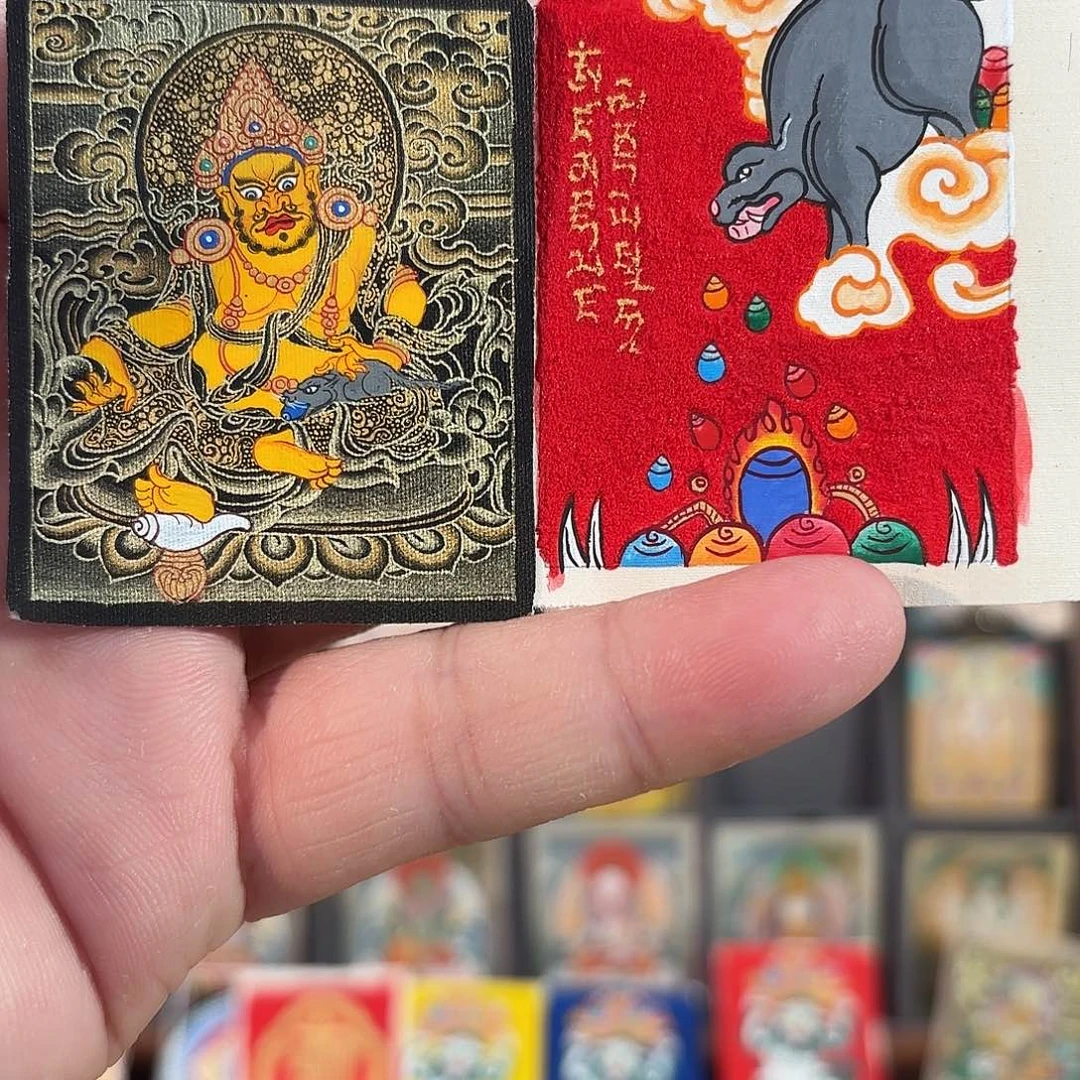 吊坠纯手绘嘎藏老师黑金黄财神