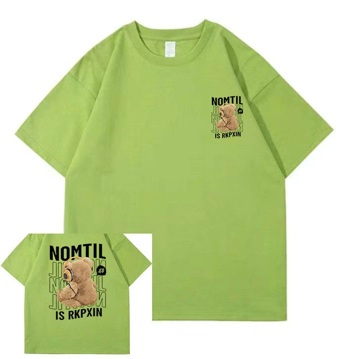 B084纯棉夏季新款半袖宽松休闲百搭字母美式印花短袖上衣