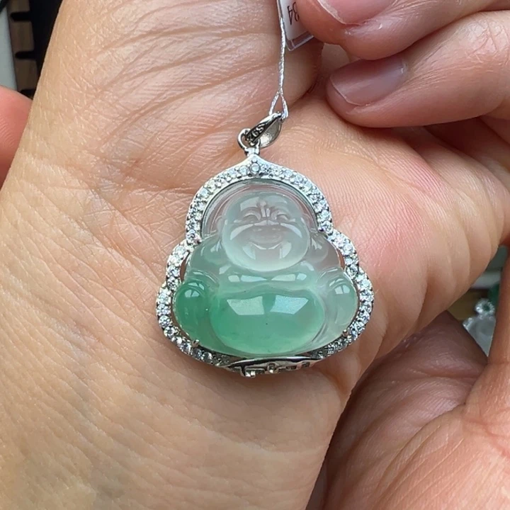 石英质玉银S925镀金镶嵌吊坠(不含链)