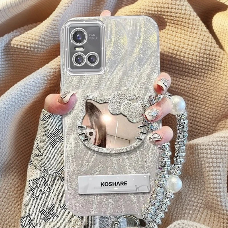 自带镜头膜VIVOS10手机壳镶钻kt猫镜子V2121A全包s10pro羽纱情侣