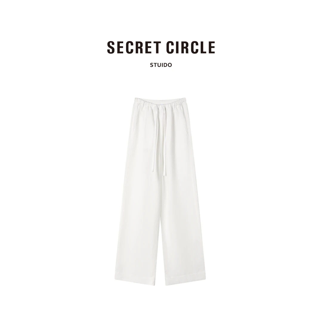 【Choole】时尚舒适休闲松紧腰系绳头阔腿裤18527