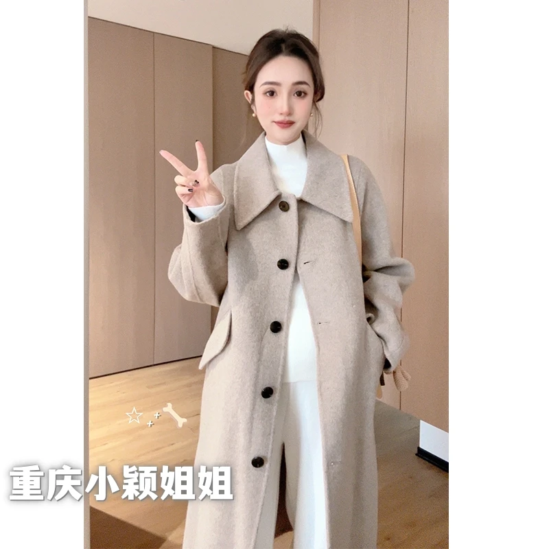 双面大衣宽松气质中长款百搭秋冬舒适洋气小个子