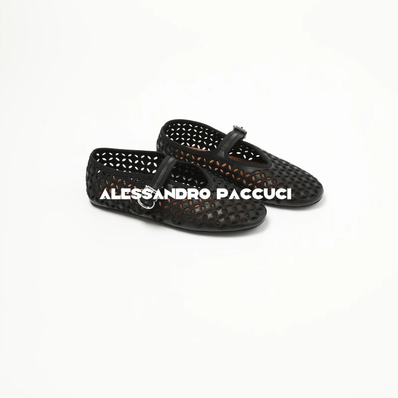 AP洛哥51006XA【恋恋】羊皮镂空一字带玛丽珍芭蕾舞鞋平底休闲鞋