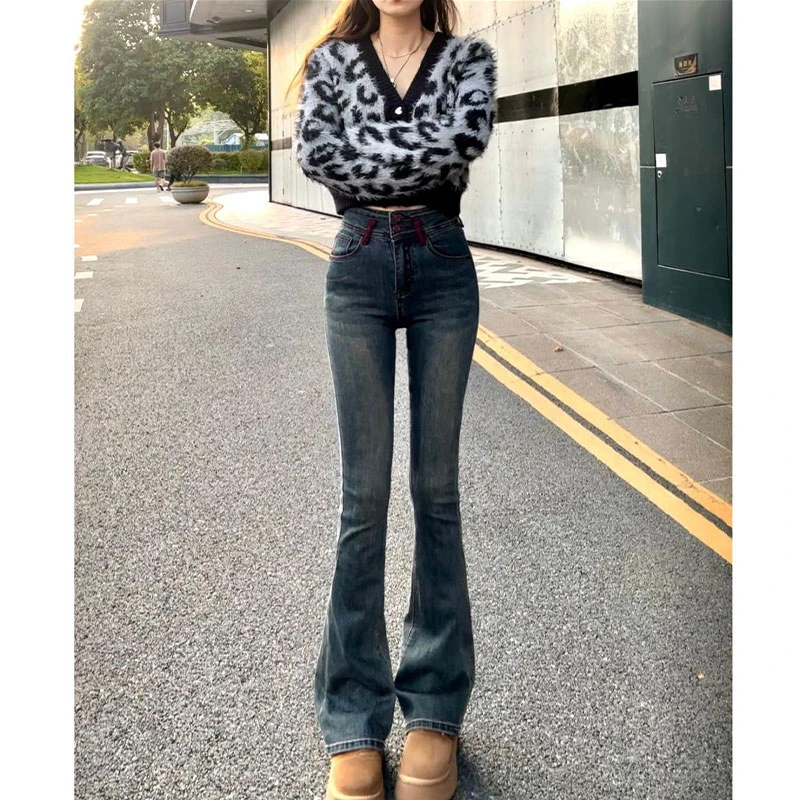 高腰微喇牛仔裤女小个子2025春秋新款显瘦百搭马蹄修身弹力喇叭裤