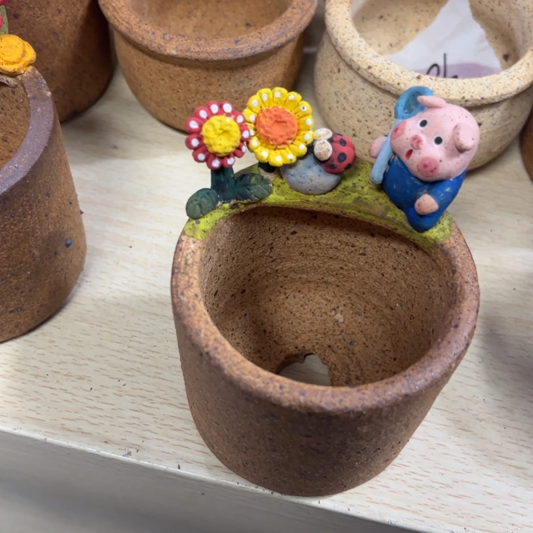 小***咚泥塑古镇炻陶花盆